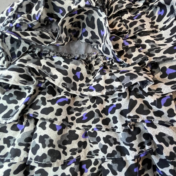 Justice Skort Girls Size 12 Elastic Waist Purple Gray Black Cheetah Ruffle FLAW - Picture 8 of 10